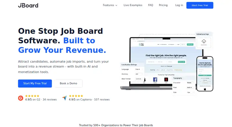 The JBoard homepage