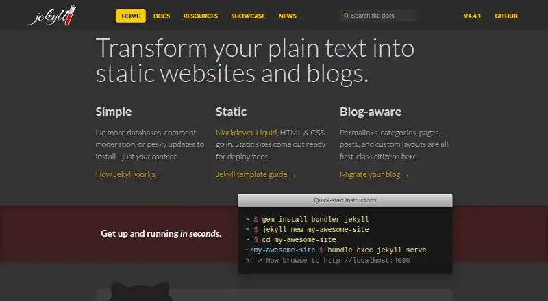 The Jekyll homepage