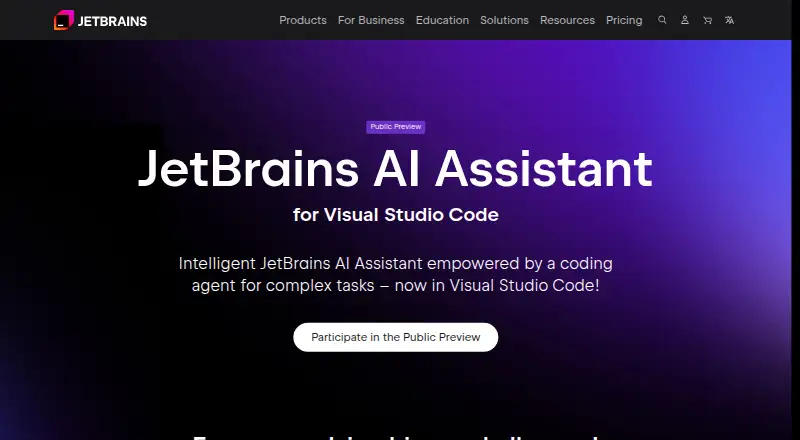 The JetBrains AI Assistant for Visual Studio Code homepage