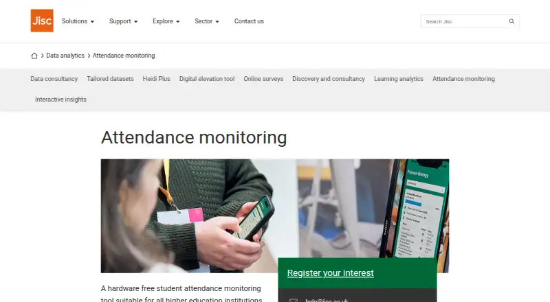 Jisc Attendance Monitoring's website