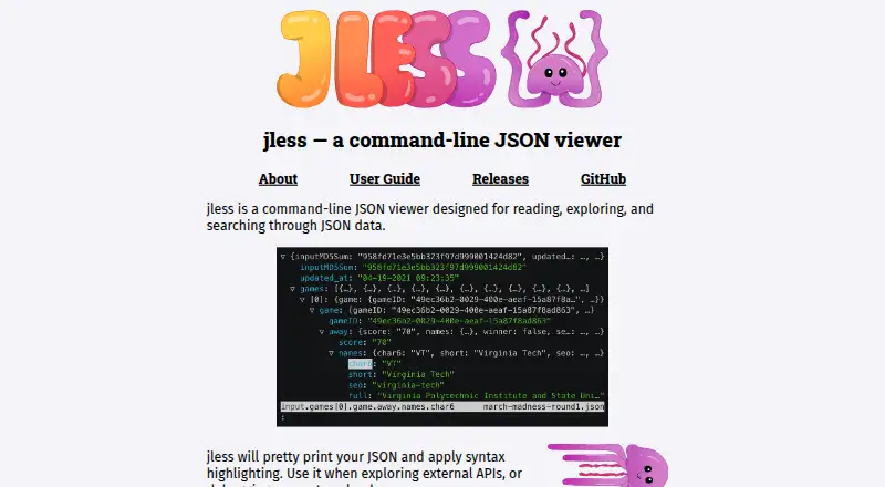 The jless homepage