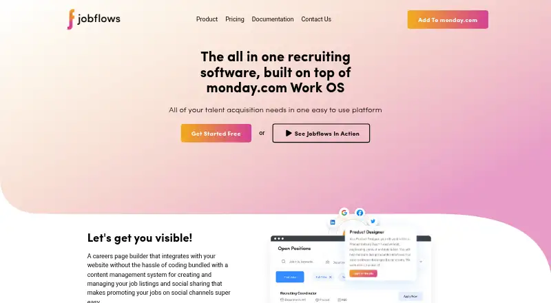 The Jobflows homepage