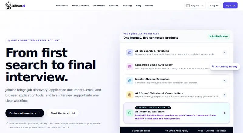 JOBolar.Ai's website