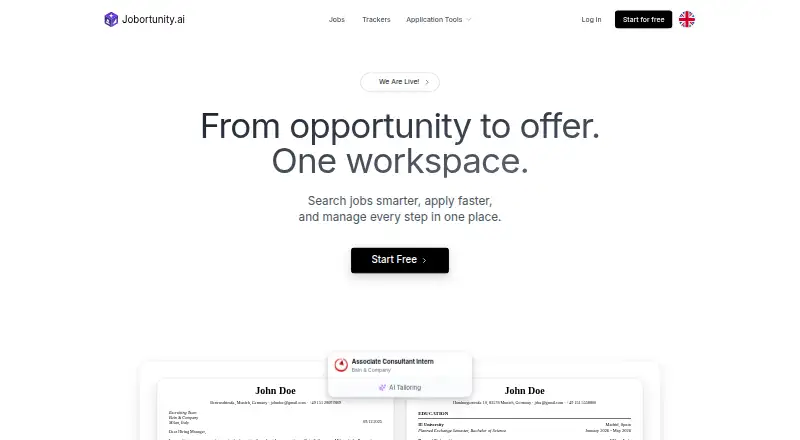 Jobortunity's website