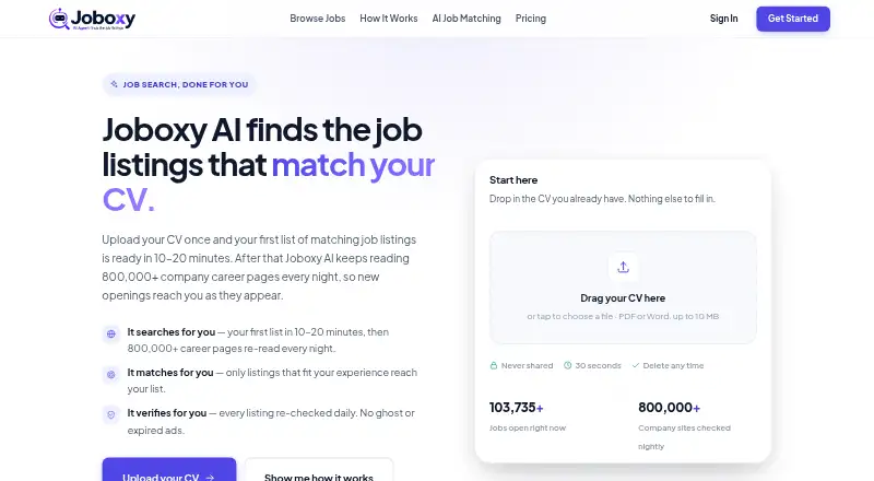 Joboxy's website