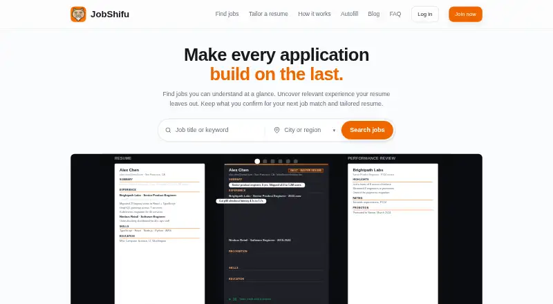The JobShifu homepage