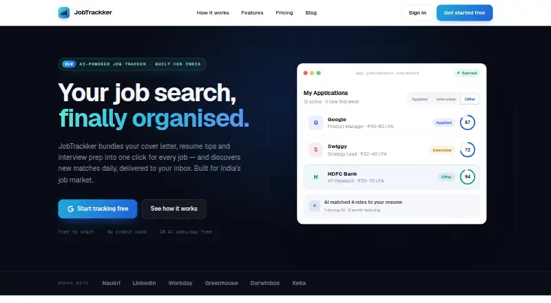 JobTrackker's website