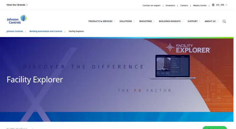 Johnson Controls Facility Explorer's website