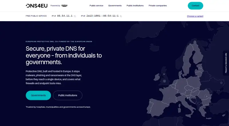DNS4EU's website