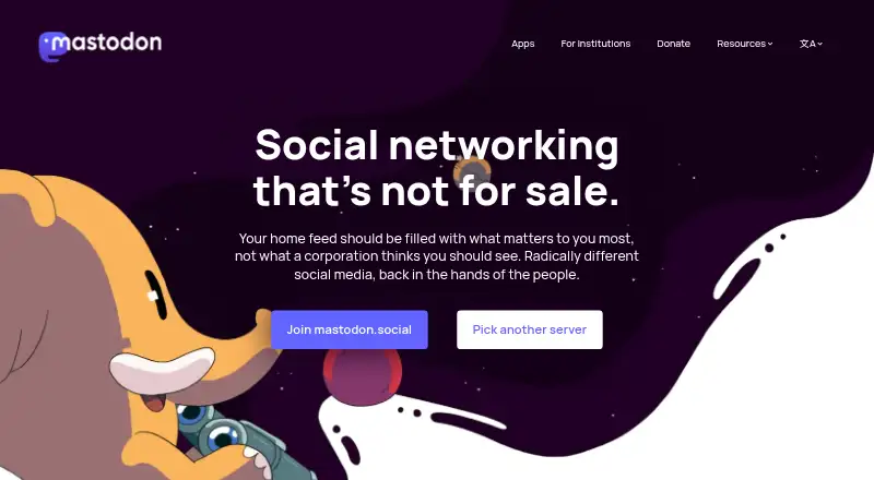 The Mastodon homepage