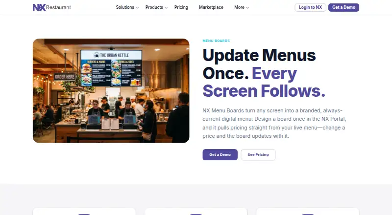 NX Restaurant Menu Boards's website