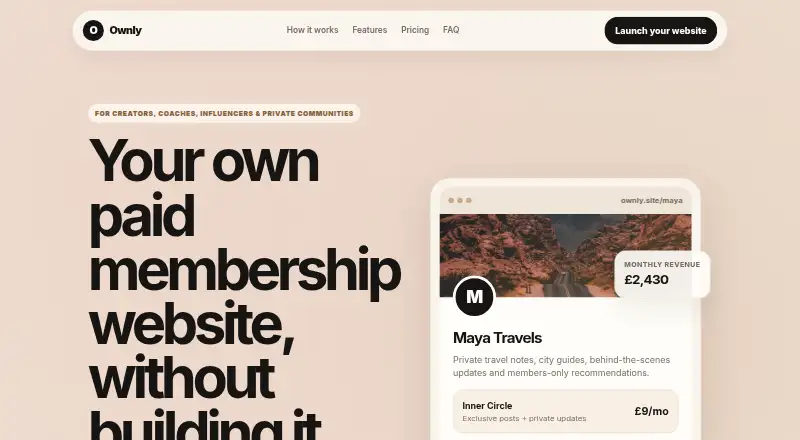 Ownly's website