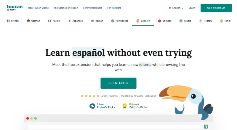 Toucan's website