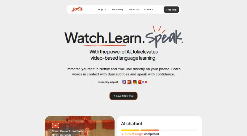 The Jolii AI homepage