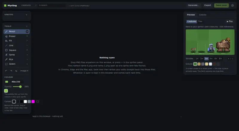Myrling Sprite Editor's website