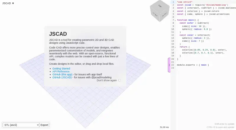 The JSCAD homepage