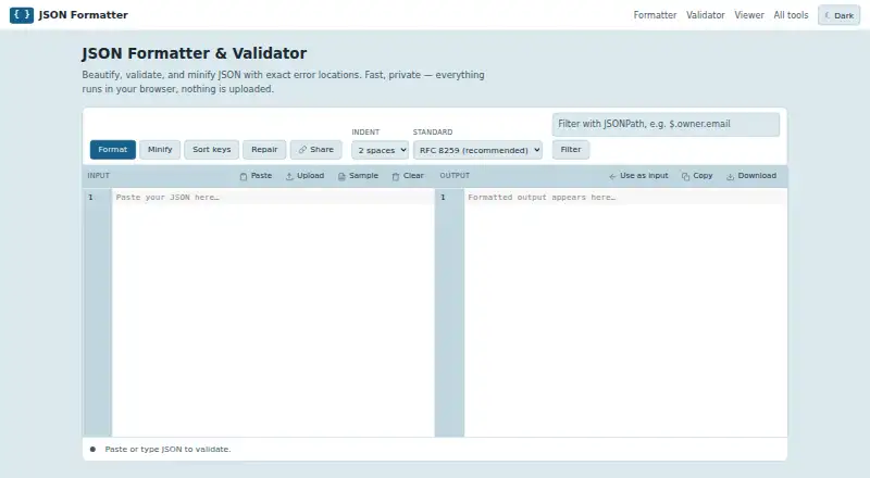 The JSON Formatter homepage