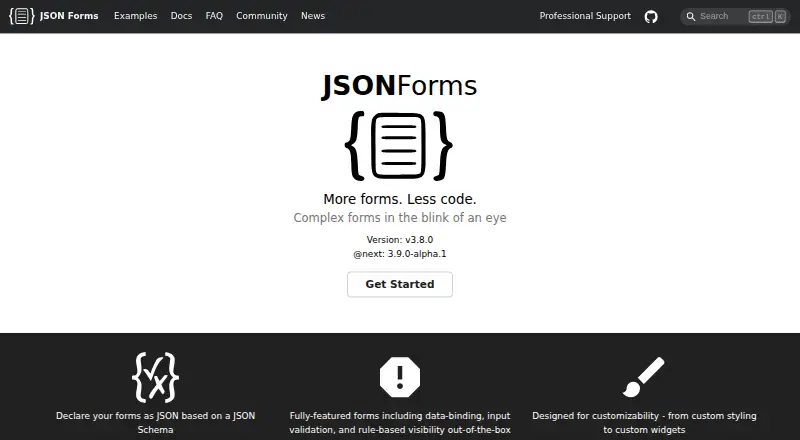 The JSON Forms homepage