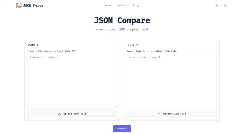 The JSON Compare homepage