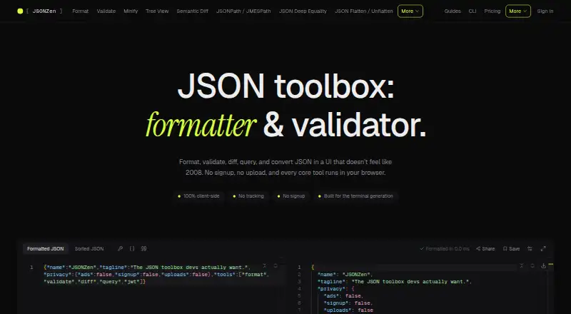 The JSONZen homepage