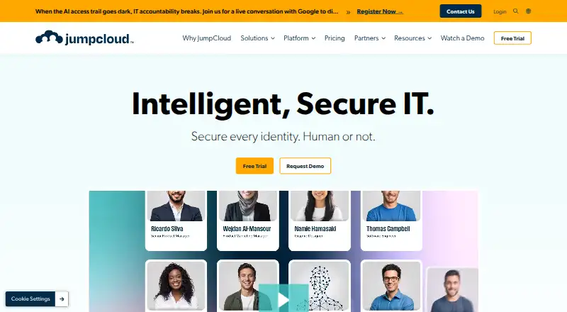 JumpCloud Passwordless Authentication's website