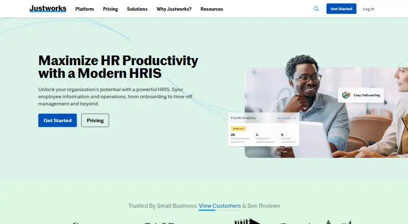 The Justworks HRIS homepage