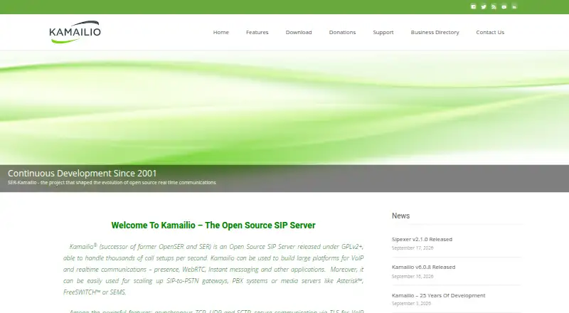 Kamailio's website