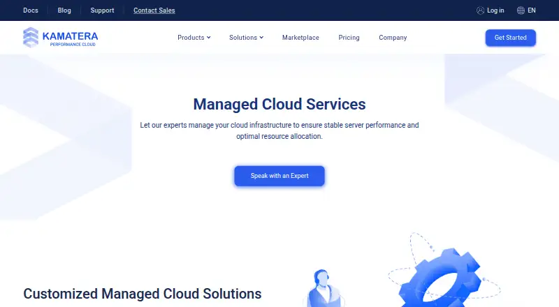 Kamatera Managed Cloud's website