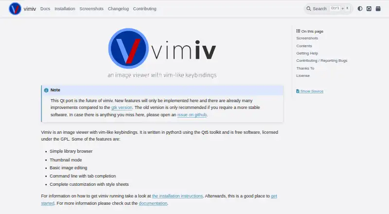 The vimiv homepage