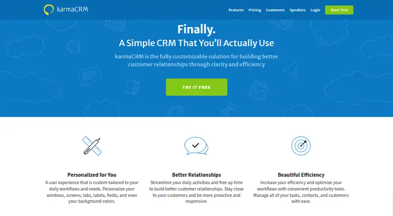 The karmaCRM homepage