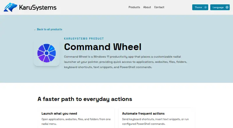 The Command Wheel homepage