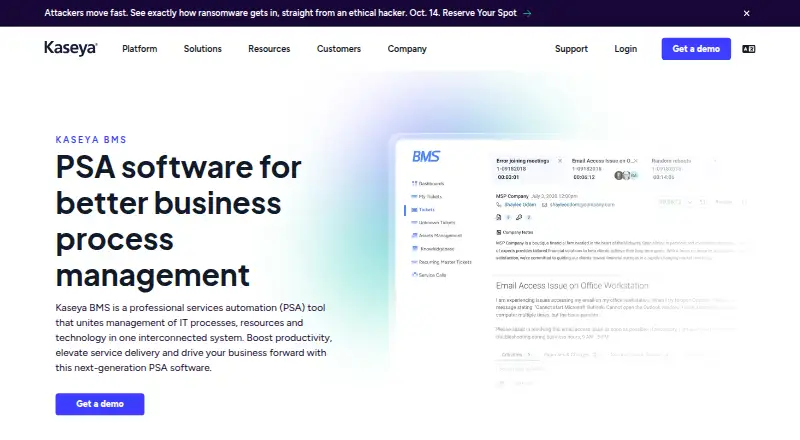 Kaseya BMS's website