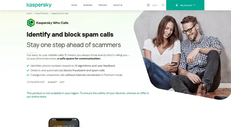 Kaspersky Who Calls's website