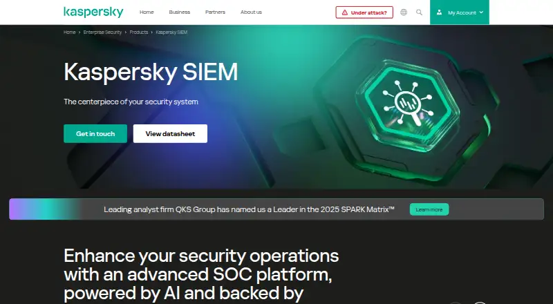 Kaspersky SIEM's website