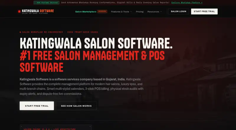 The Katingwala Salon Software homepage