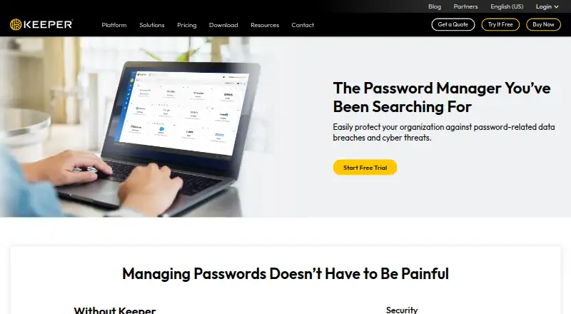 The Keeper Business homepage