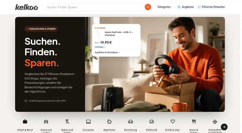 Kelkoo's website
