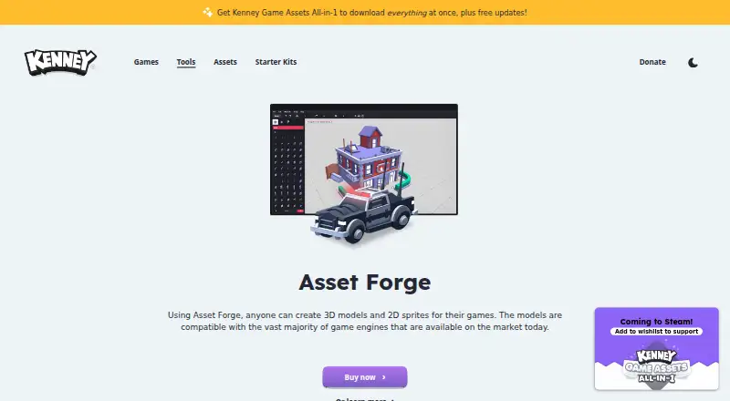 The Asset Forge homepage