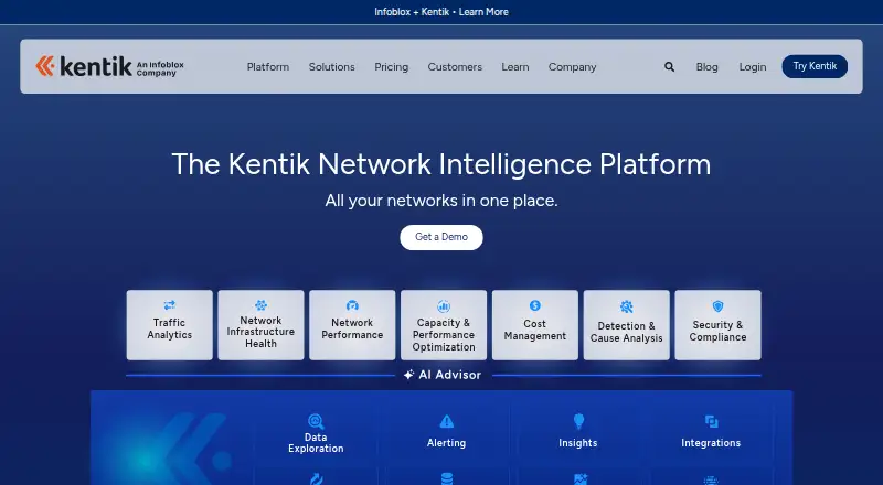 Kentik Network Intelligence Platform's website