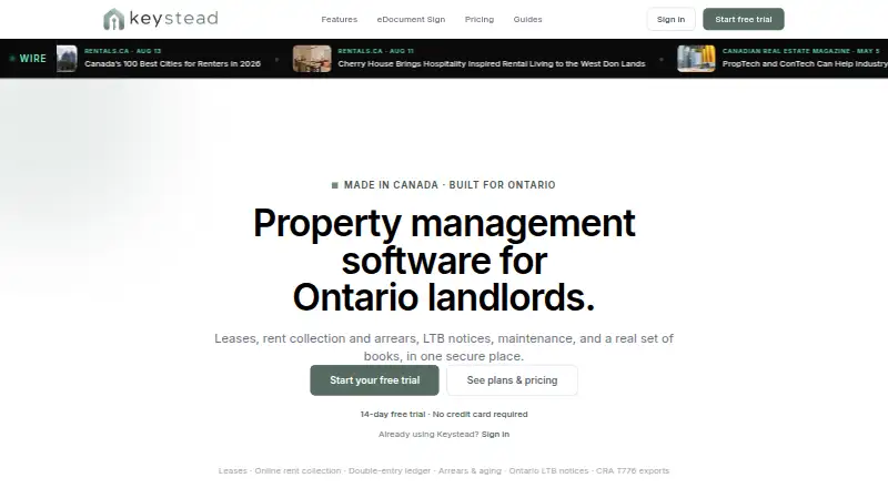 The Keystead homepage