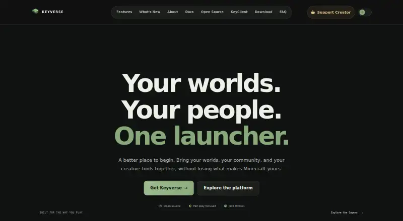 The KeyVerse homepage
