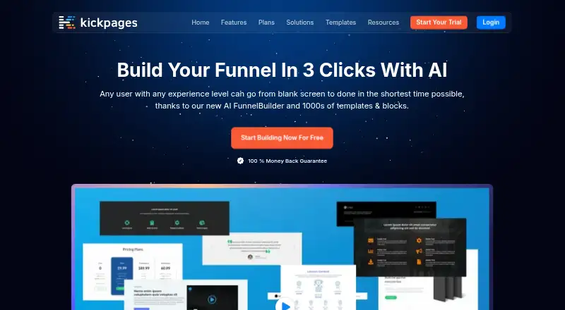 Kickpages's website
