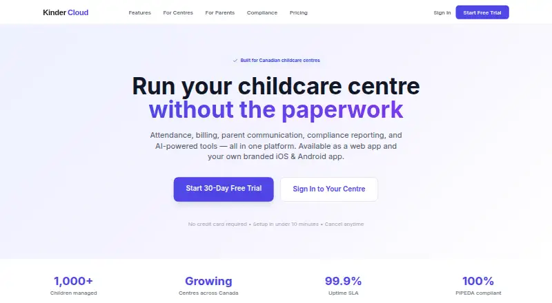 KinderCloud's website