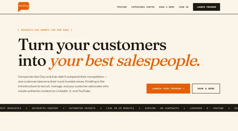 Kindling's website