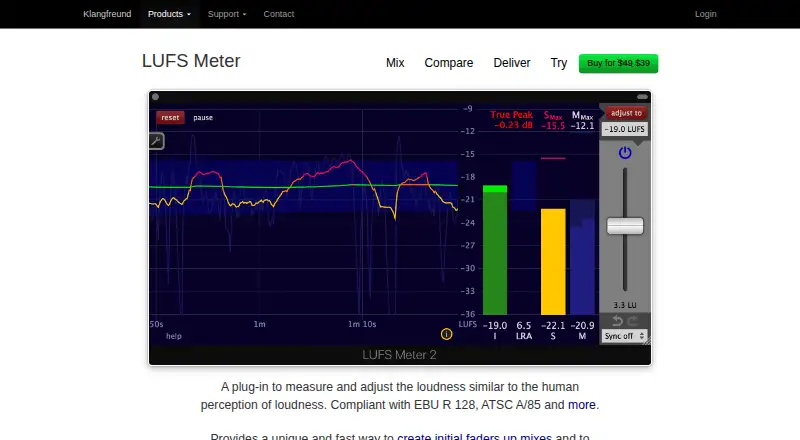 The Klangfreund LUFS Meter homepage