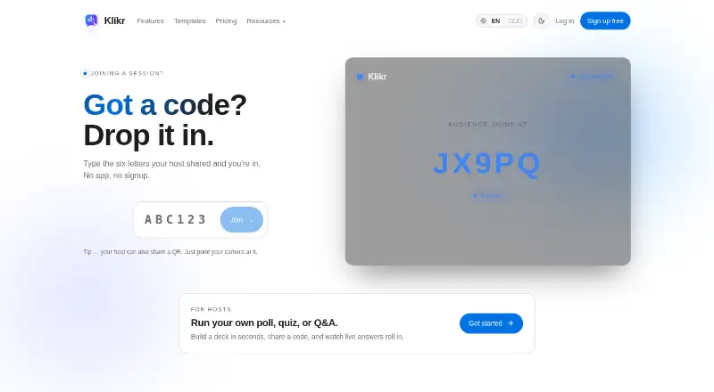 Klikr's website