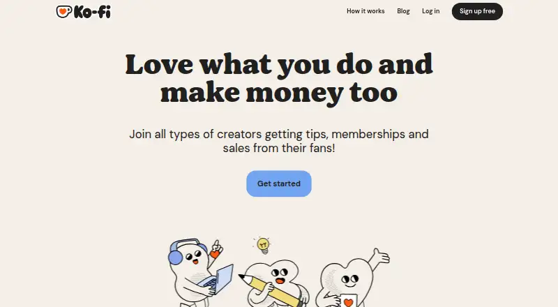 Ko-fi's website