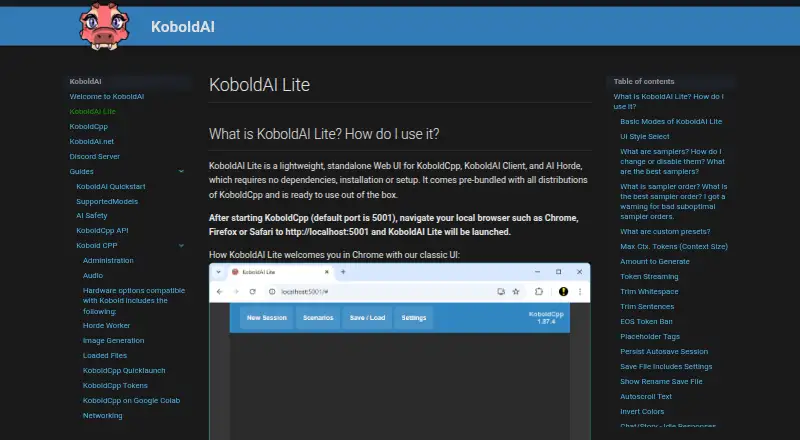 KoboldAI Lite's website