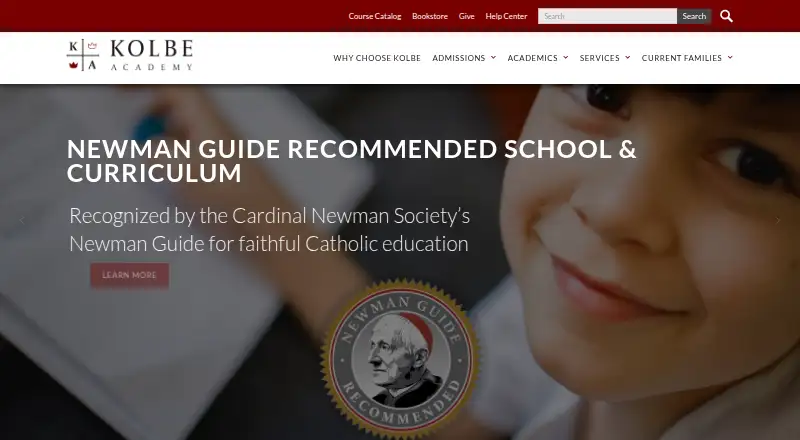 The Kolbe Academy Homeschool Curriculum homepage