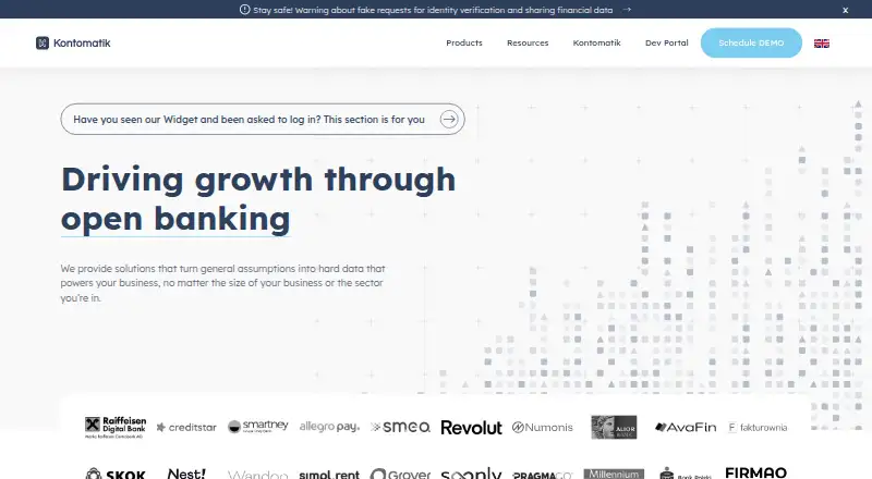 Kontomatik Banking API's website